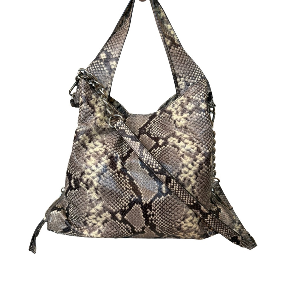 Michael Kors Downtown Astor Python Shoulder Hobo Bag Tote
